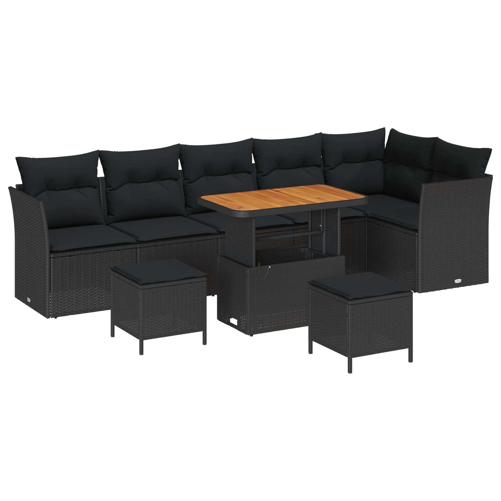 Ensemble de canapé de jardin 9 pcs Noir polyrotin - XIOS