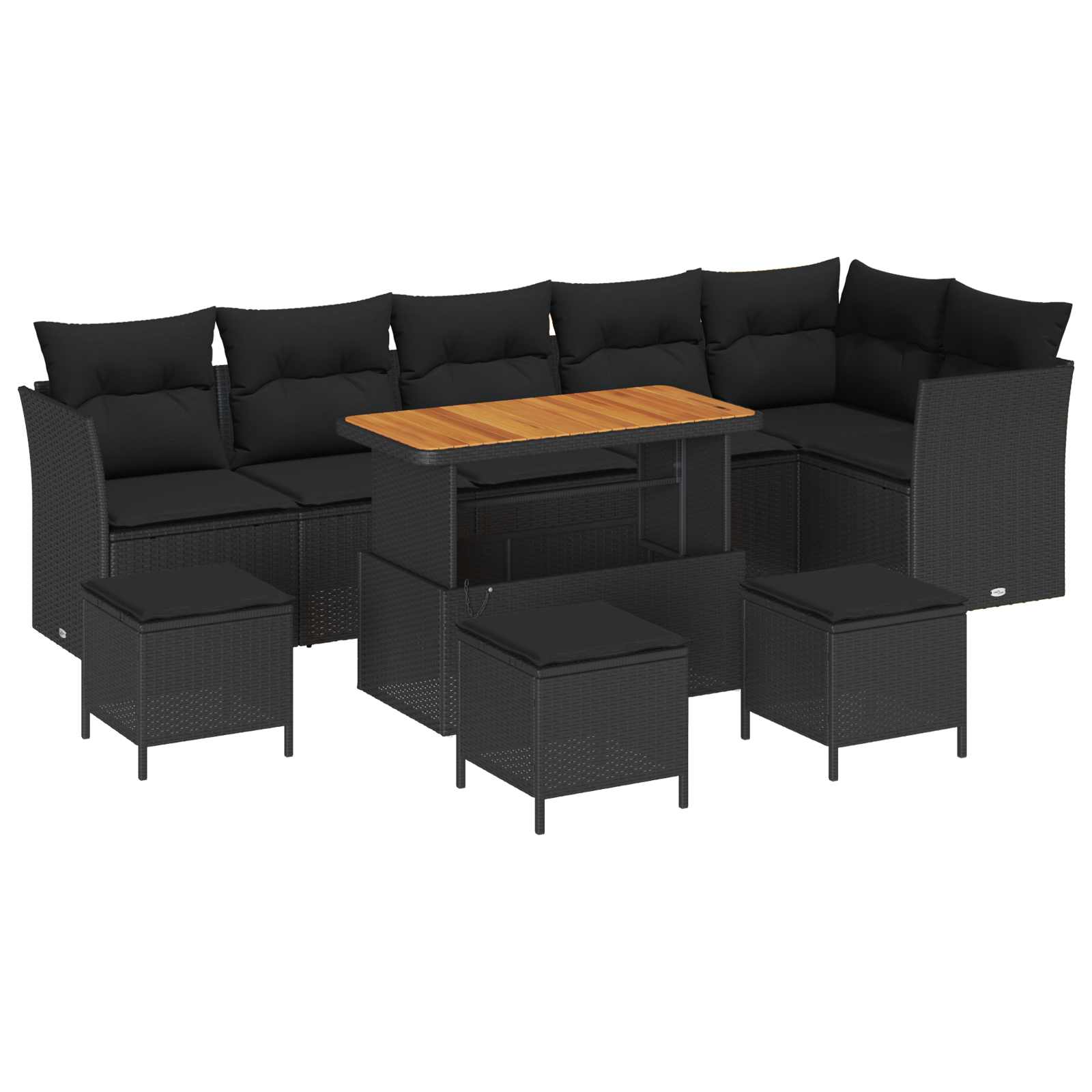 Ensemble de canapé de jardin 10 pcs Noir polyrotin - XIOS