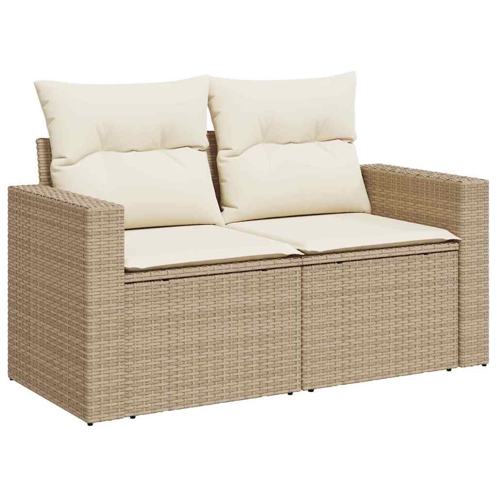 Ensemble de canapé de jardin avec coussin 8 pcs Beige polyrotin