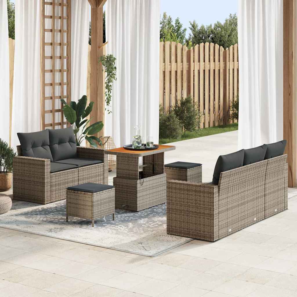 Ensemble de canapé de jardin avec coussin 8 pcs Gris polyrotin - XIOS