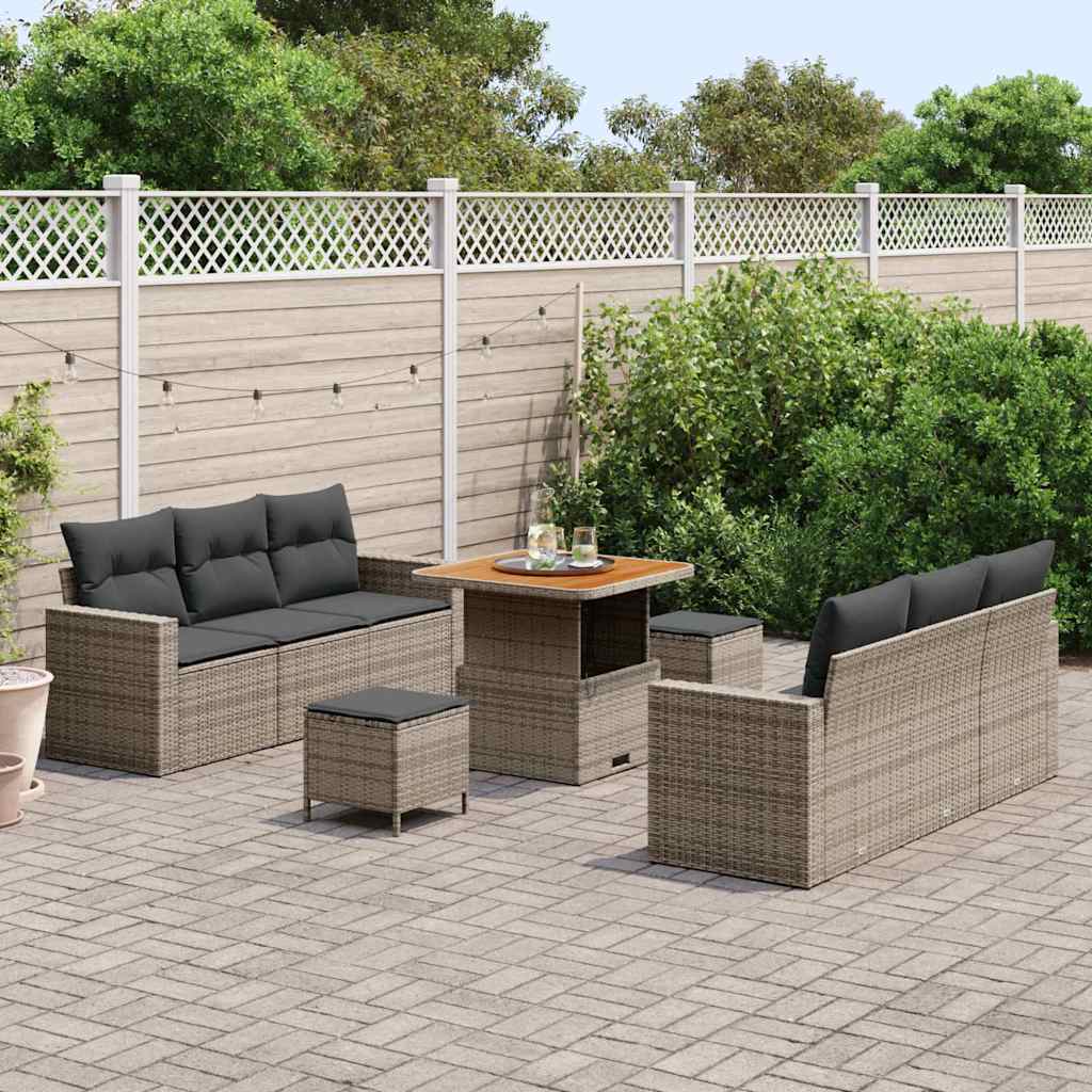 Ensemble de canapé de jardin 9 pcs Gris polyrotin - XIOS