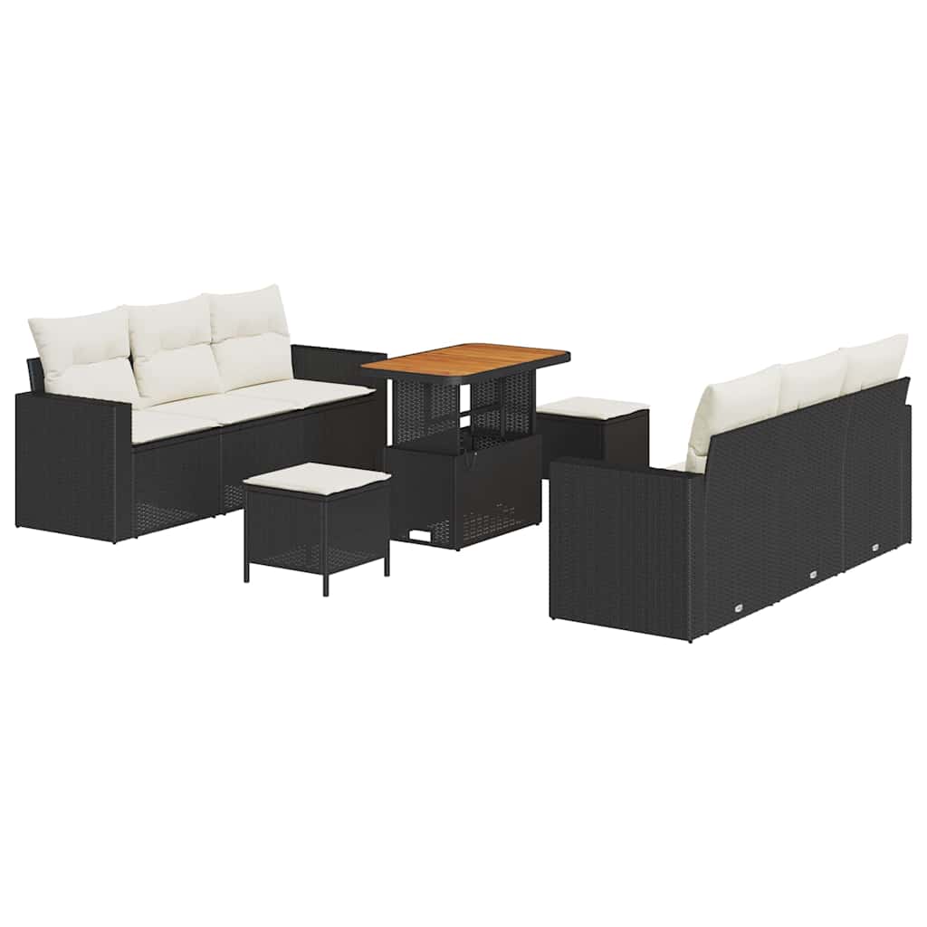 Ensemble de canapé de jardin 9 pcs Noir polyrotin - XIOS
