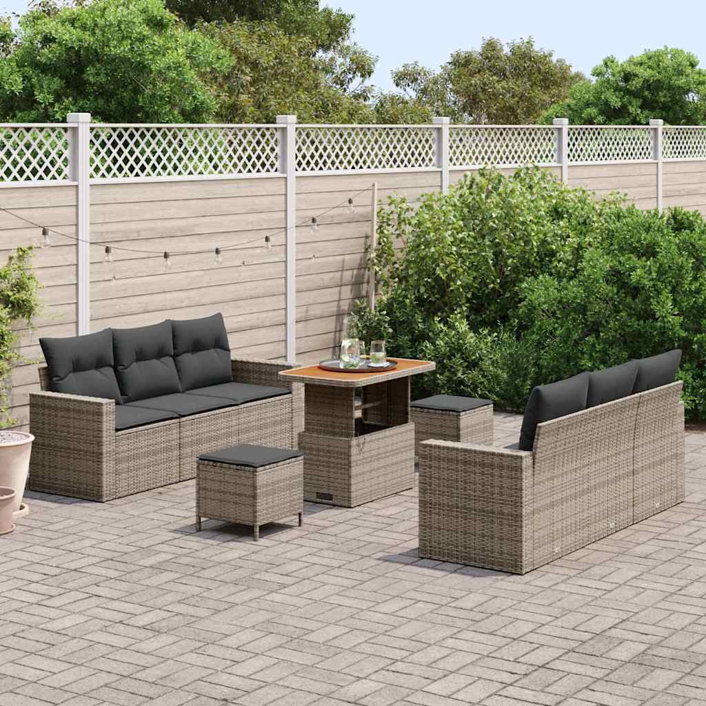 Ensemble de canapé de jardin 9 pcs Gris polyrotin - XIOS