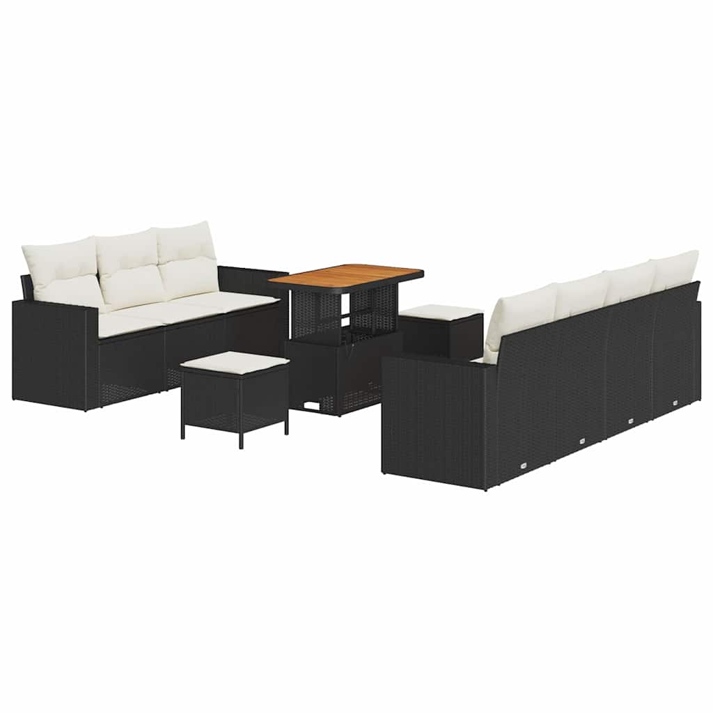 Ensemble de canapé de jardin 10 pcs Noir polyrotin - XIOS