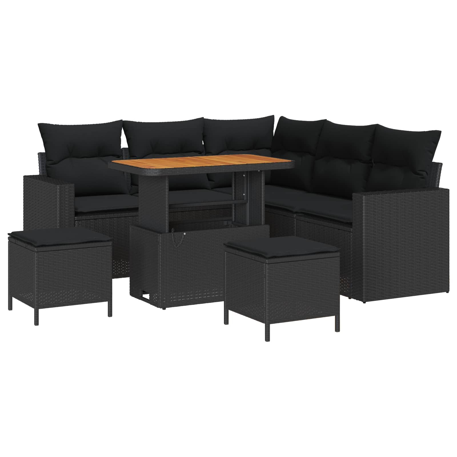 Ensemble de canapé de jardin 8 pcs Noir polyrotin