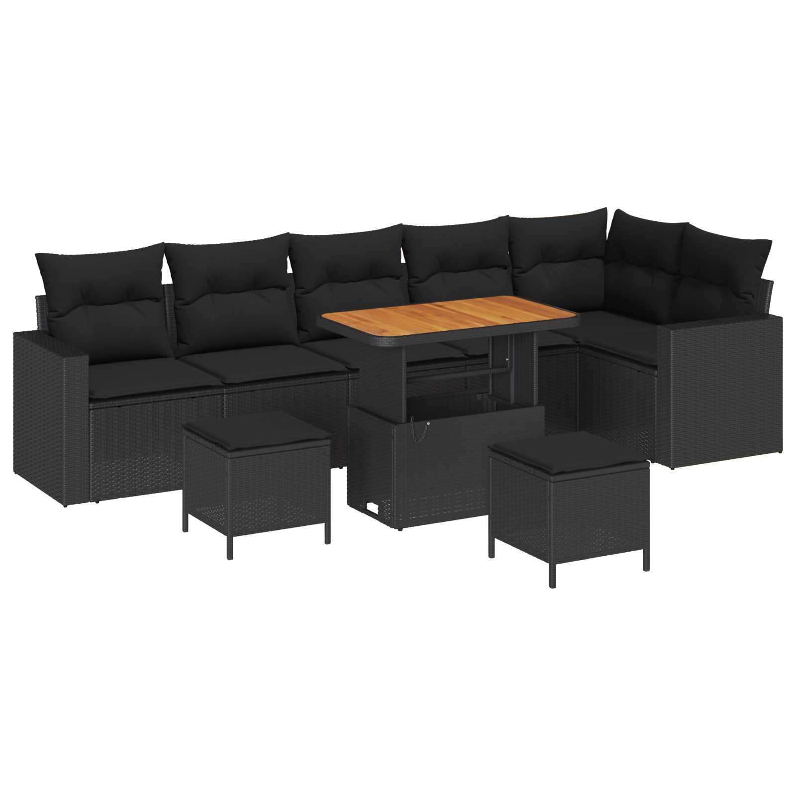 Ensemble de canapé de jardin 9 pcs Noir polyrotin