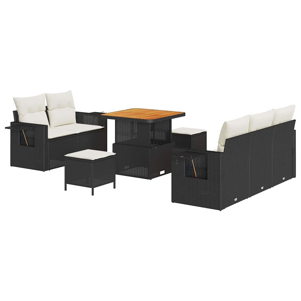 Ensemble de canapé de jardin avec coussin 8 pcs Noir polyrotin - XIOS