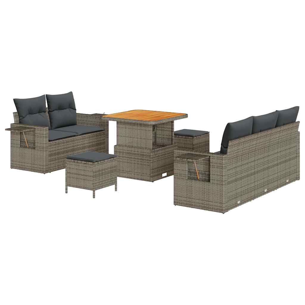 Ensemble de canapé de jardin avec coussin 8 pcs Gris polyrotin - XIOS