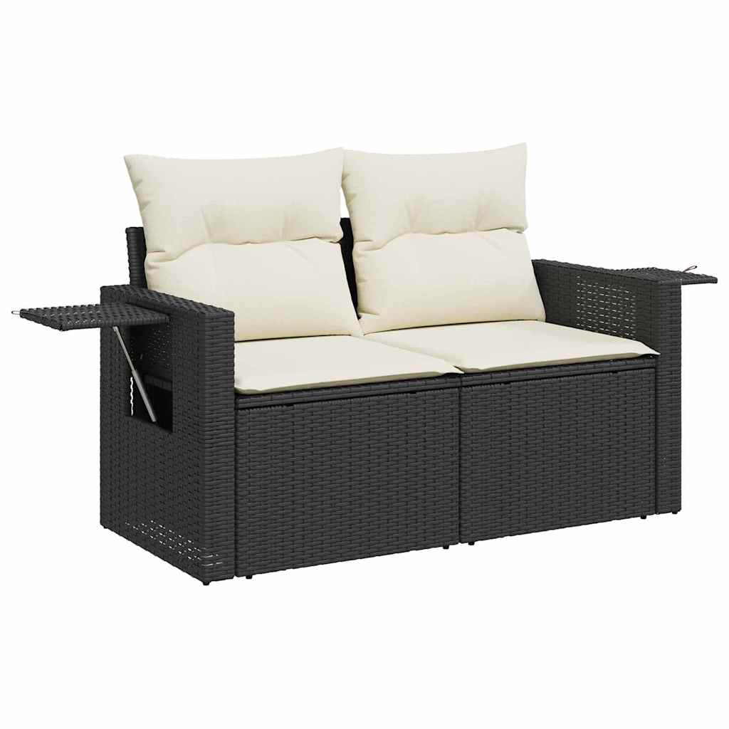 Ensemble de canapé de jardin avec coussin 8 pcs Noir polyrotin - XIOS
