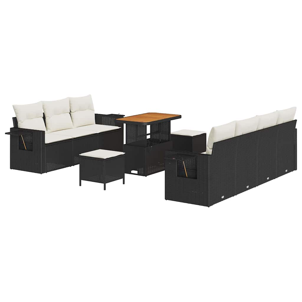 Ensemble de canapé de jardin avec coussin 10 pcs Noir polyrotin - XIOS