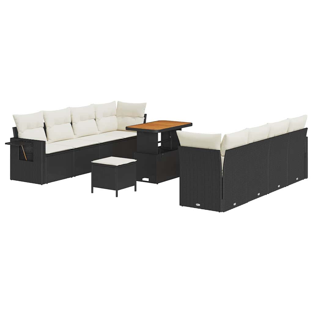 Ensemble de canapé de jardin 11 pcs Noir Poly rotin - XIOS