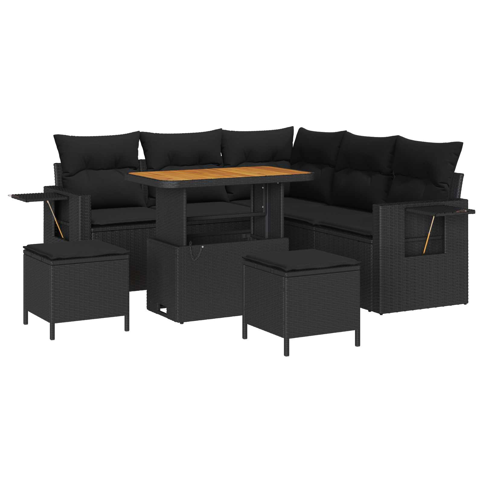 Ensemble de canapé de jardin 8 pc Noir polyrotin