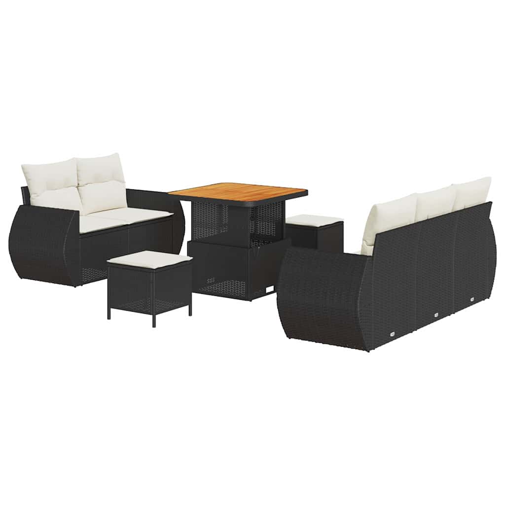 Ensemble de canapé de jardin 8 pcs Noir polyrotin - XIOS