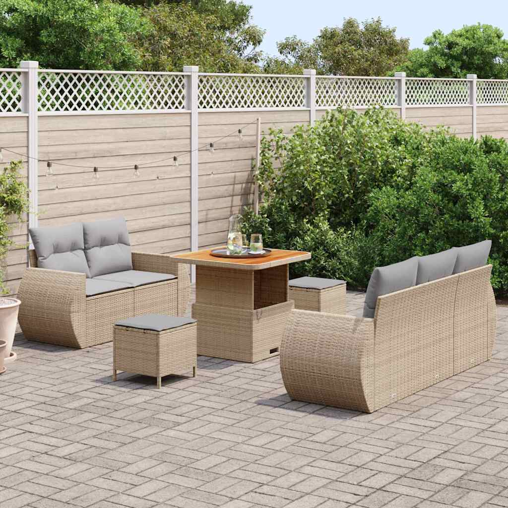Ensemble de canapé de jardin 8 pcs Beige polyrotin - XIOS