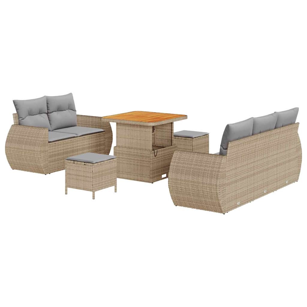 Ensemble de canapé de jardin 8 pcs Beige polyrotin - XIOS