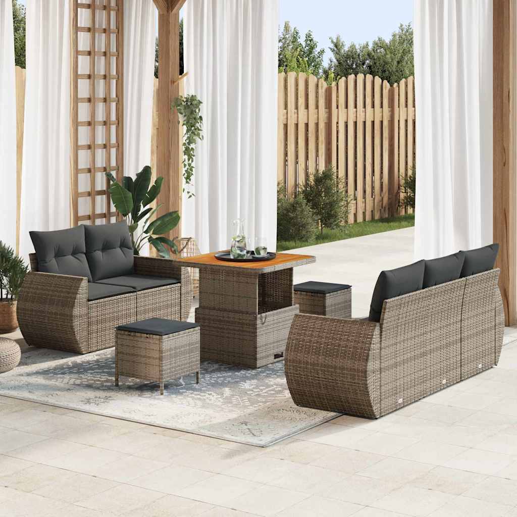 Ensemble de canapé de jardin 8 pcs Gris polyrotin - XIOS