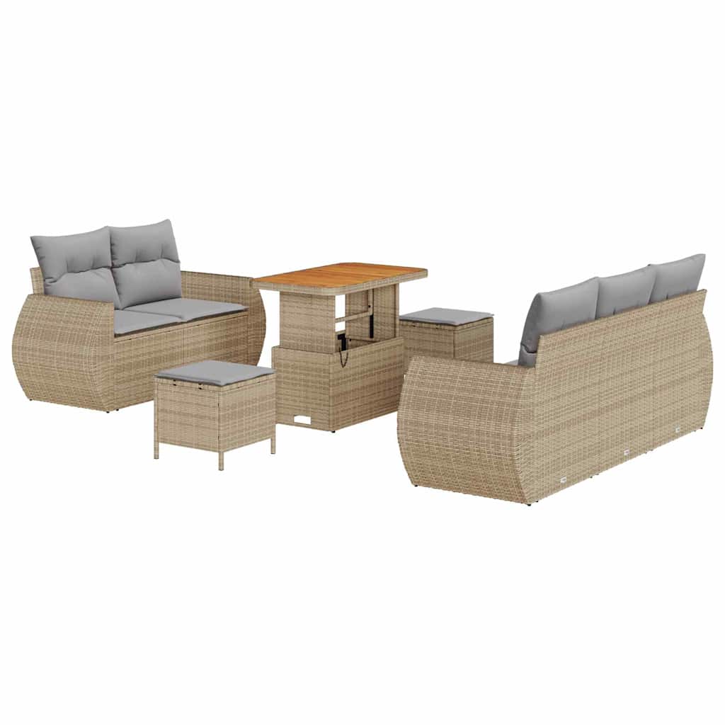 Ensemble de canapé de jardin 8 pcs Beige polyrotin - XIOS