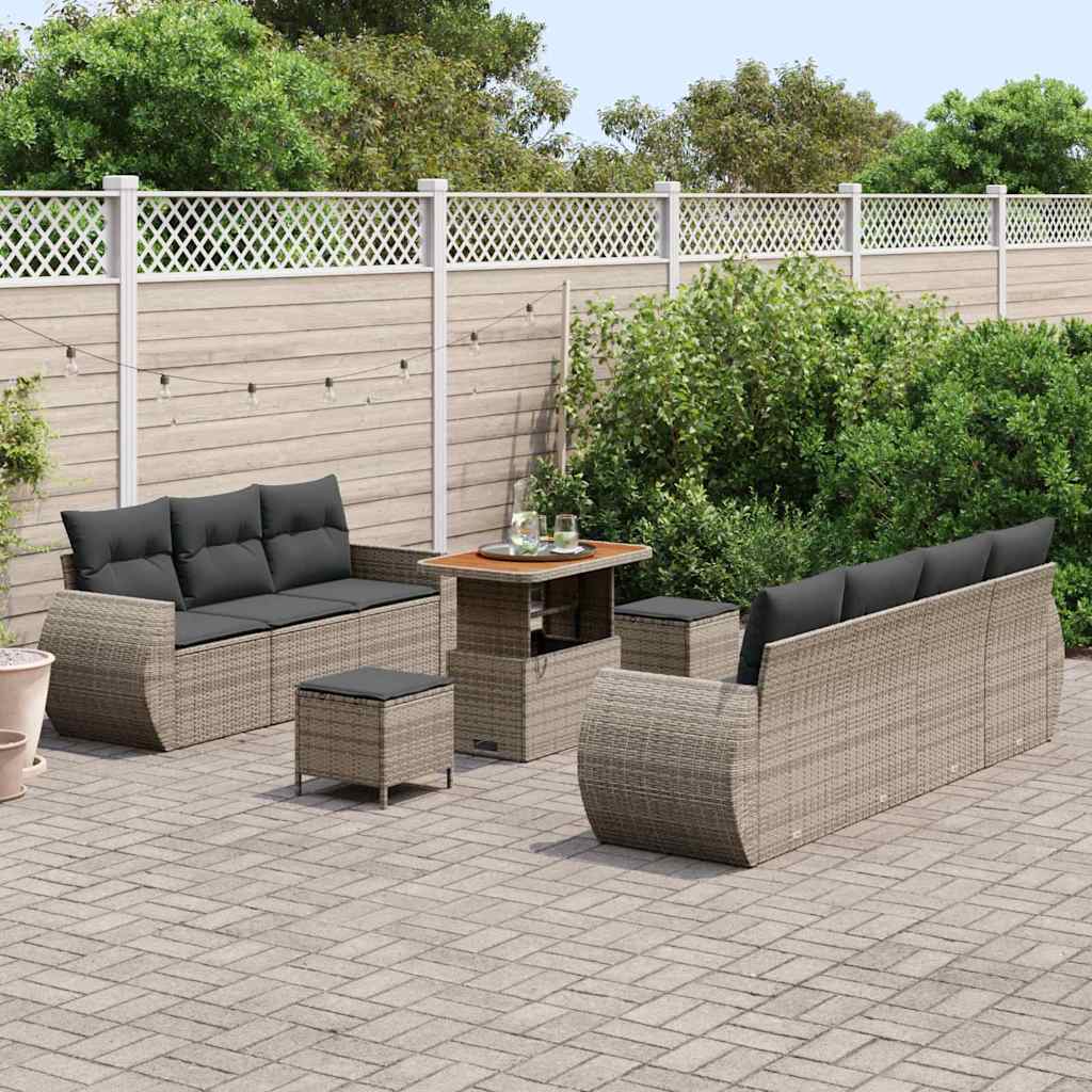 Ensemble de canapé de jardin avec coussin 10 pcs Gris polyrotin - XIOS