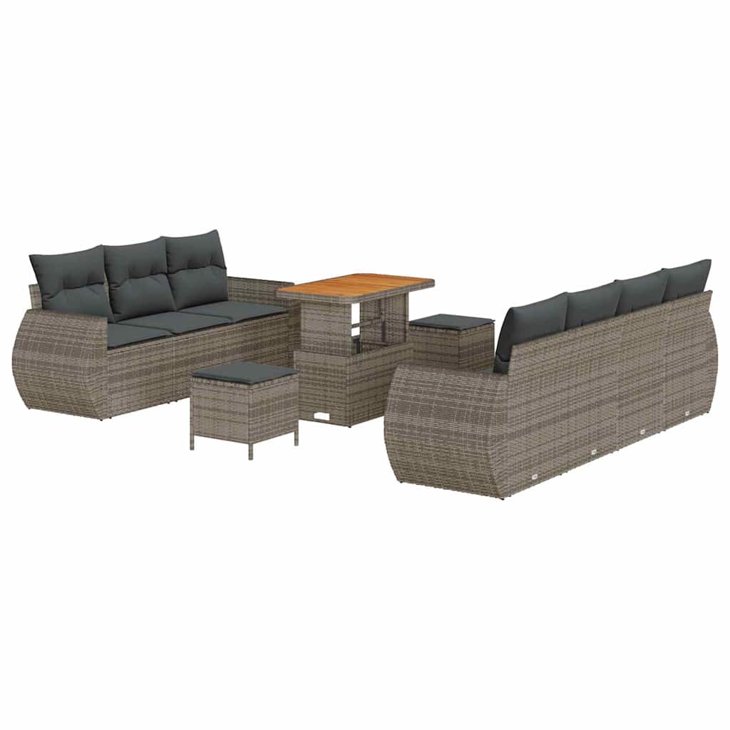 Ensemble de canapé de jardin avec coussin 10 pcs Gris polyrotin - XIOS