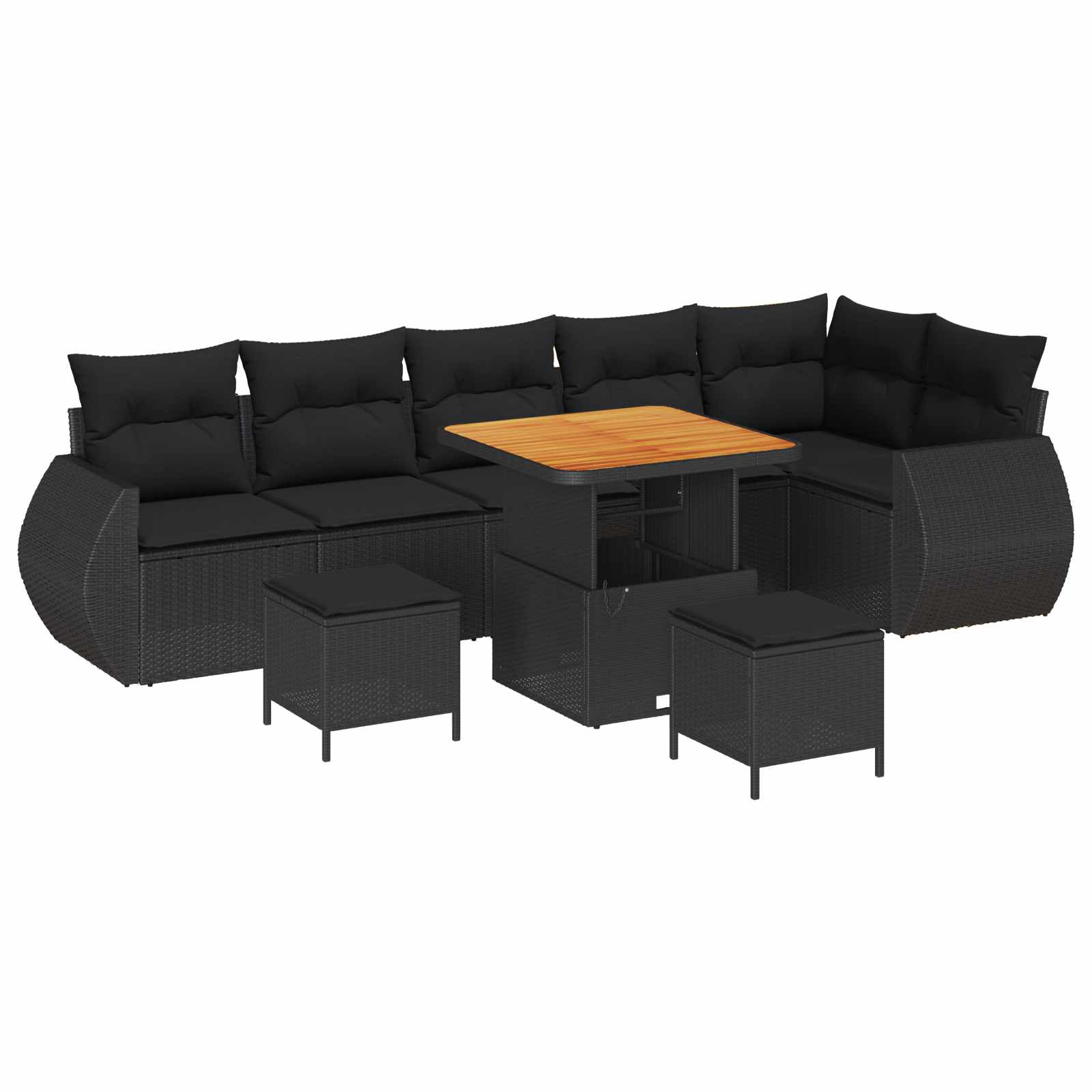 Ensemble de canapé de jardin 9 pcs Noir polyrotin - XIOS