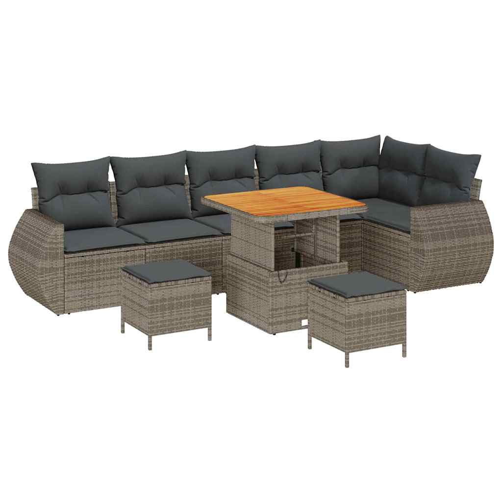 Ensemble de canapé de jardin 9 pcs Gris polyrotin - XIOS