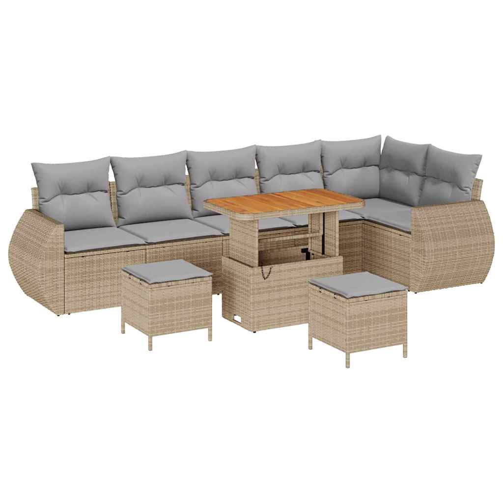 Ensemble de canapé de jardin 9 pcs Beige polyrotin - XIOS