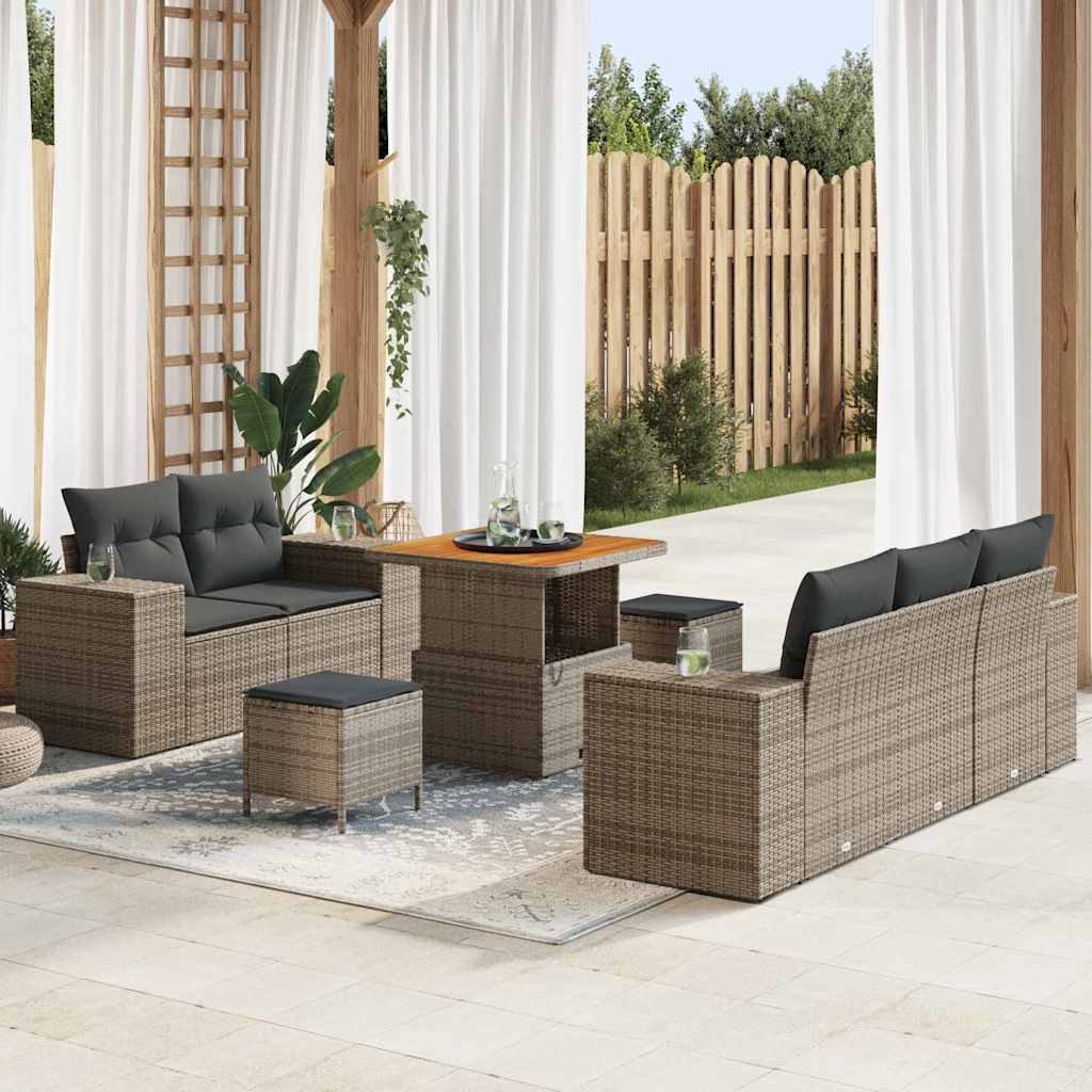 Ensemble de canapé de jardin 8 pcs Gris polyrotin - XIOS