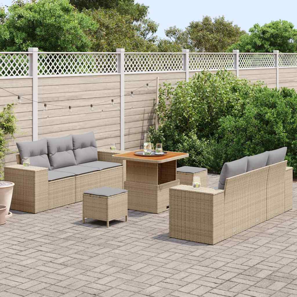 Ensemble de canapé de jardin 9 pcs Beige Poly rotin - XIOS