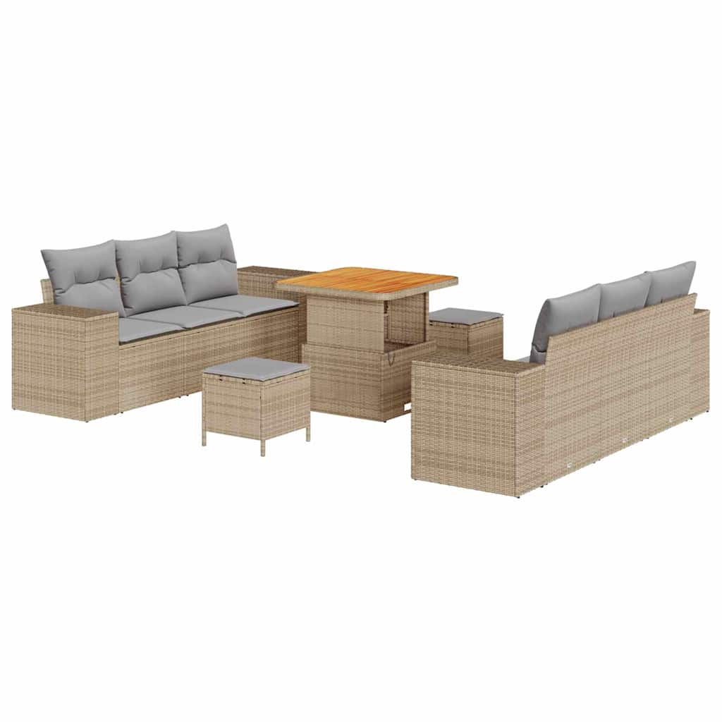Ensemble de canapé de jardin 9 pcs Beige Poly rotin - XIOS