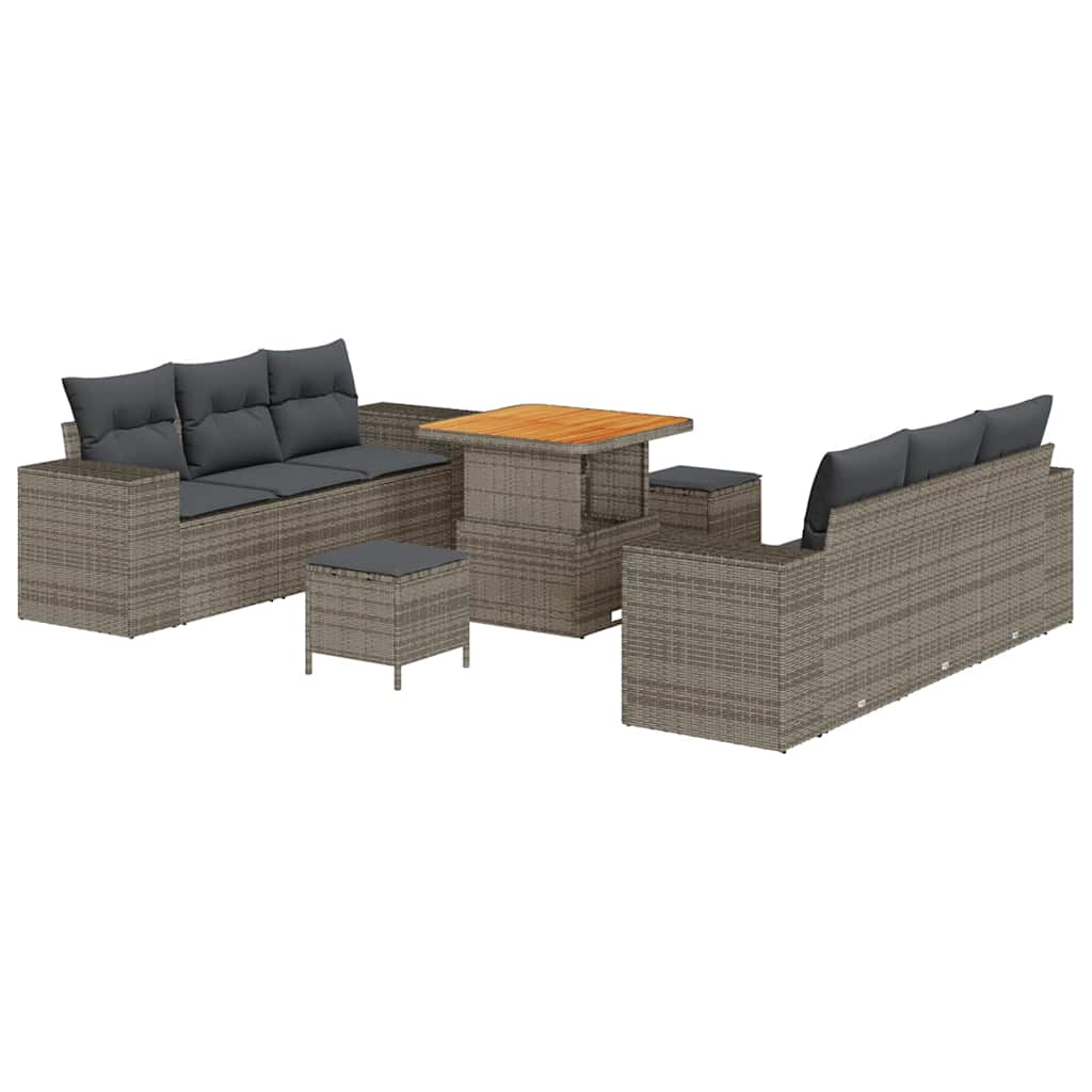 Ensemble de canapé de jardin 9 pcs Gris Poly rotin - XIOS