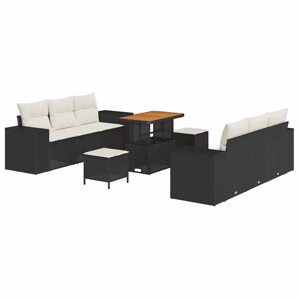 Ensemble de canapé de jardin 9 pcs Noir Poly rotin - XIOS