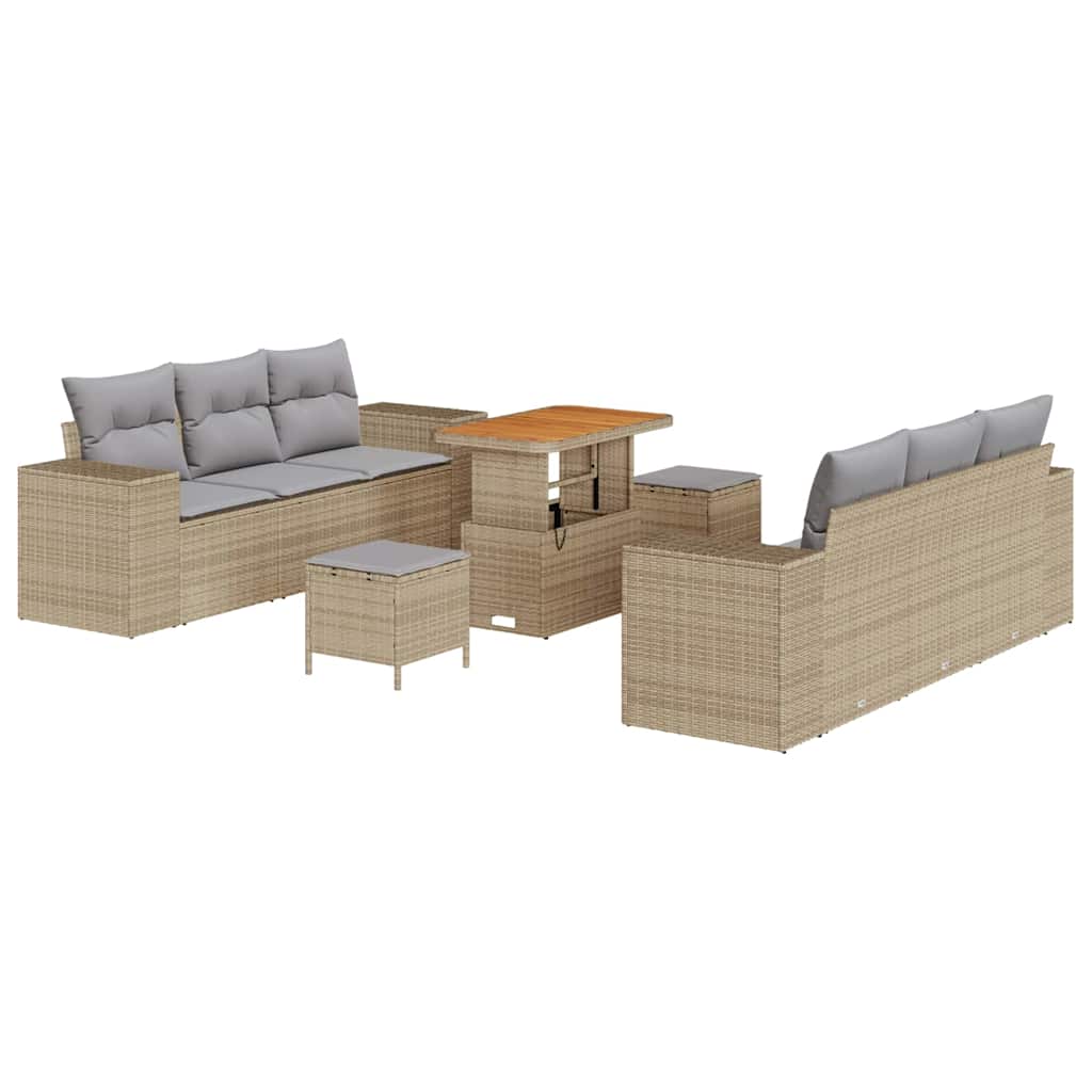 Ensemble de canapé de jardin 9 pcs Beige Poly rotin - XIOS