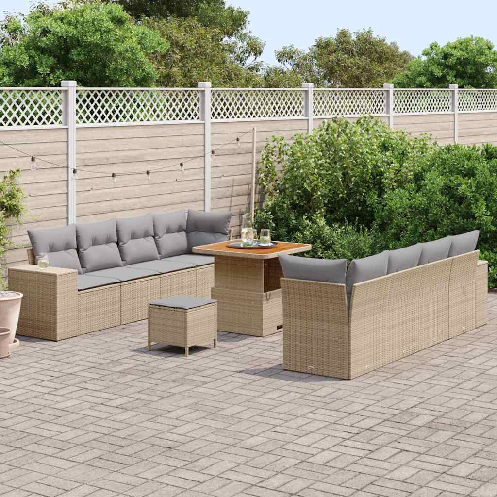 Ensemble de canapé de jardin 11 pcs Beige polyrotin - XIOS