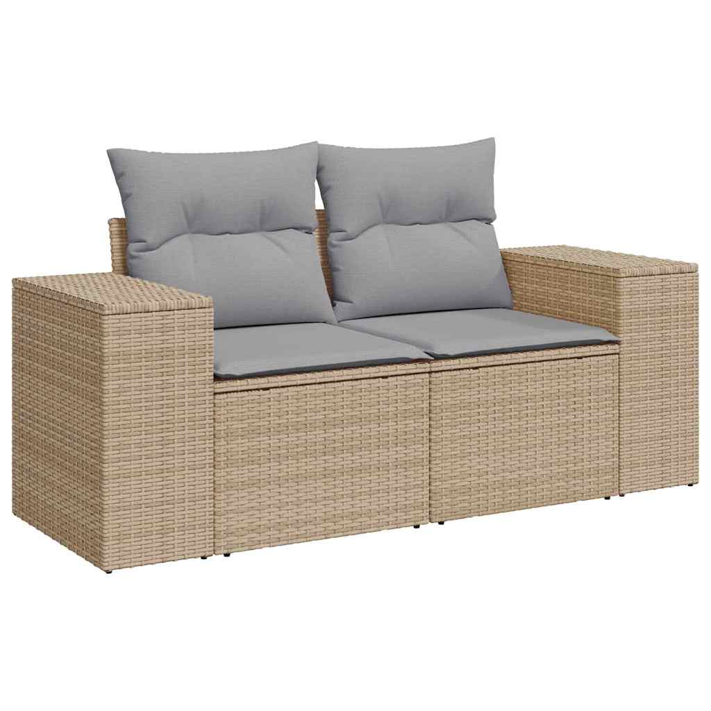 Ensemble de canapé de jardin avec coussin 9 pcs Beige polyrotin - XIOS