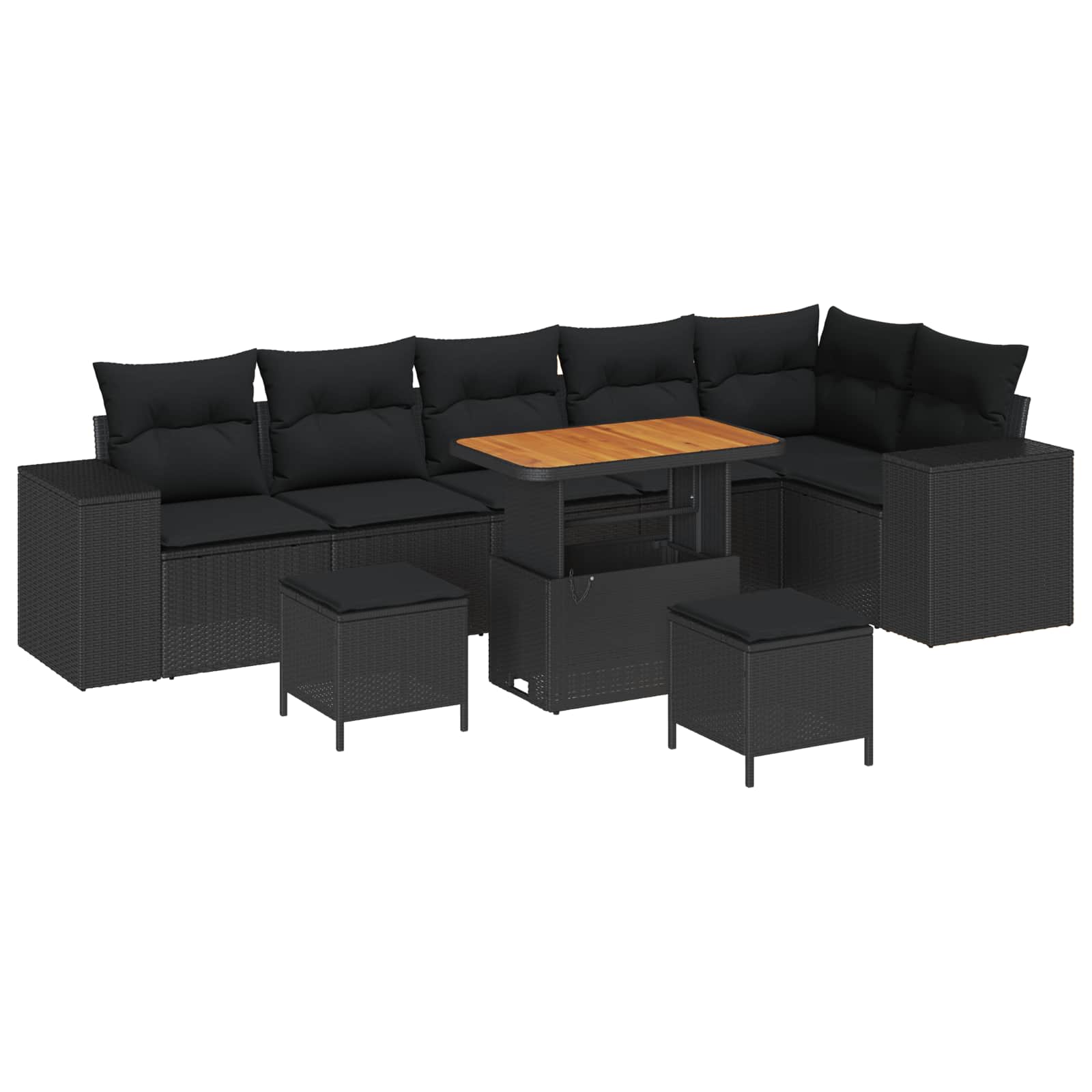 Ensemble de canapé de jardin avec coussin 9 pcs Noir polyrotin - XIOS