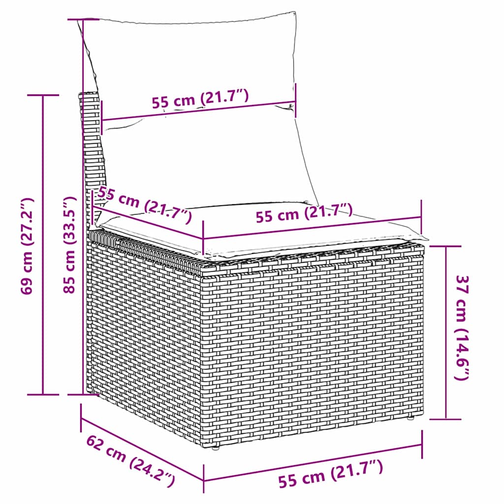 Ensemble de canapé de jardin avec coussin 9 pcs Beige polyrotin - XIOS