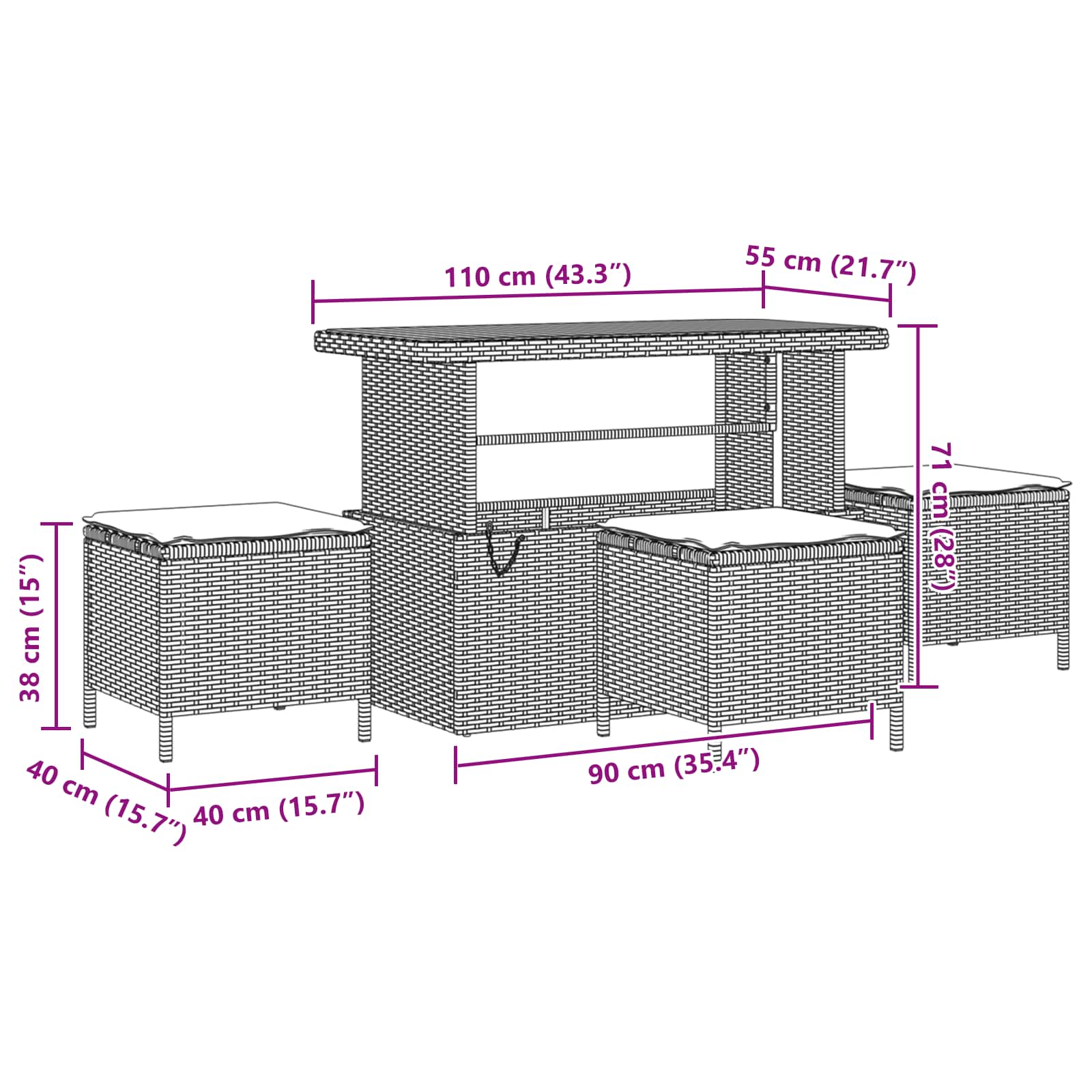 Ensemble de canapé de jardin avec coussin 10 pcs Noir polyrotin - XIOS