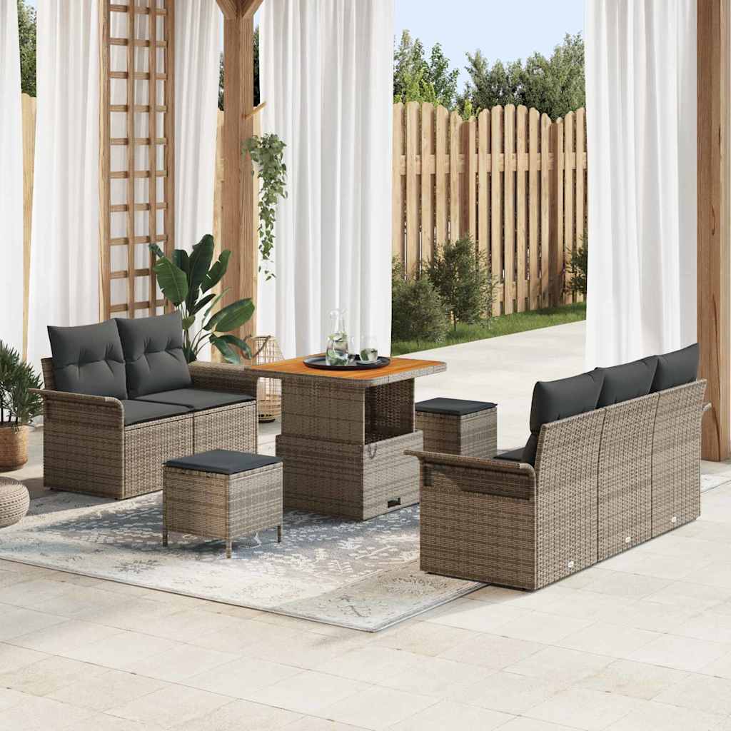Ensemble de canapé de jardin avec coussin 8 pcs Gris polyrotin - XIOS