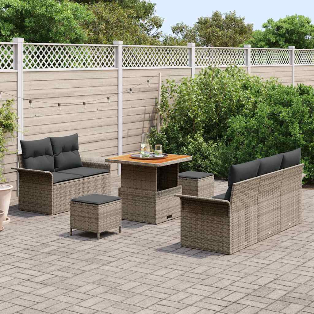 Ensemble de canapé de jardin avec coussin 8 pcs Gris polyrotin - XIOS
