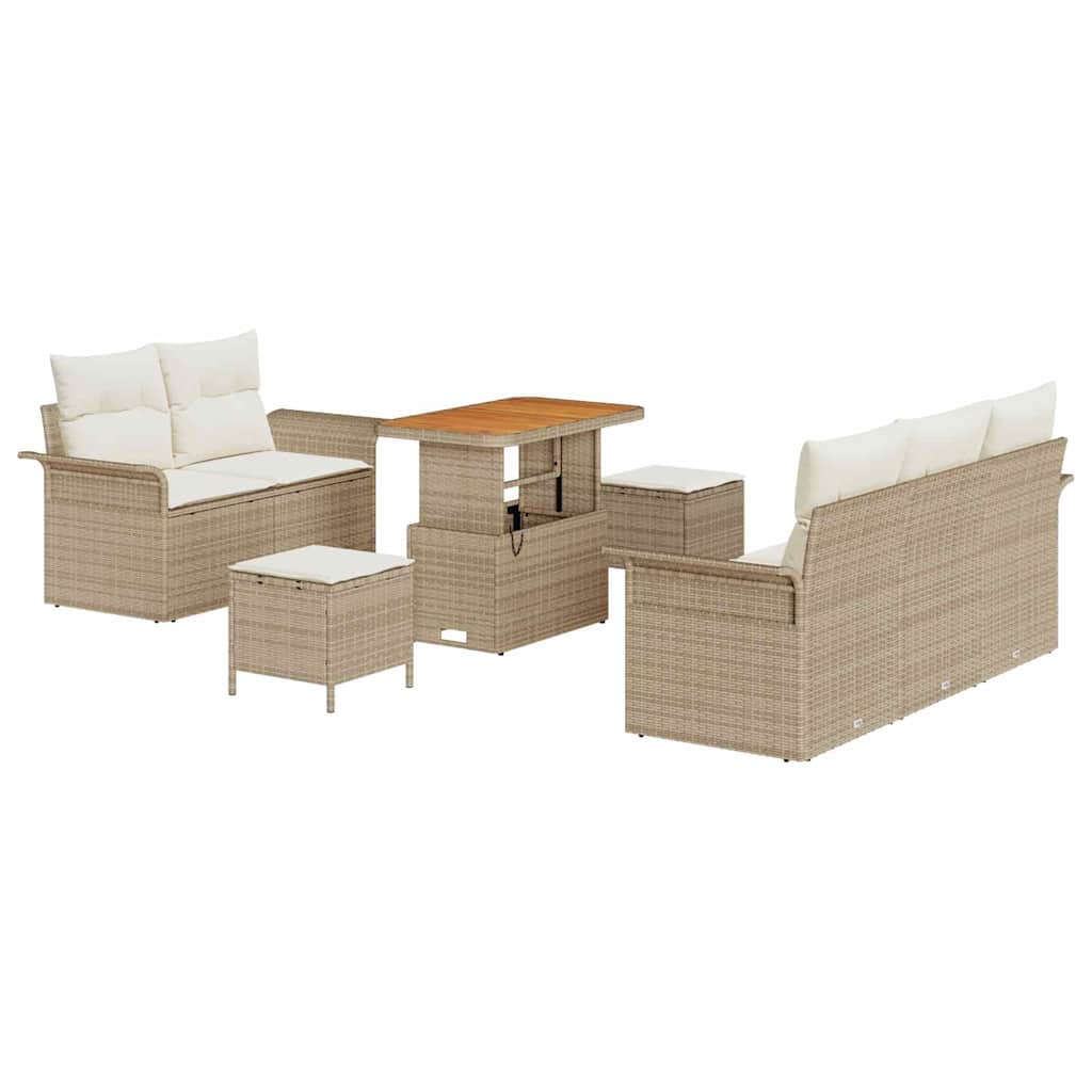 Ensemble de canapé de jardin avec coussin 8 pcs Beige polyrotin