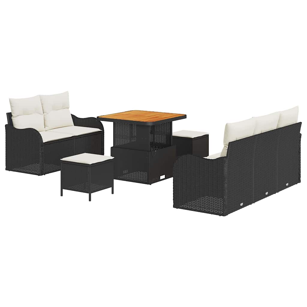 Ensemble de canapé de jardin avec coussin 8 pcs Noir polyrotin - XIOS