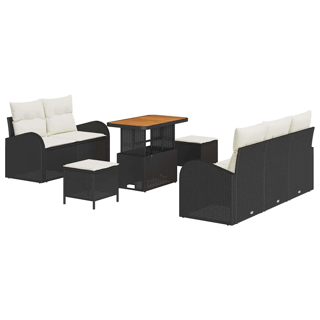Ensemble de canapé de jardin avec coussin 8 pcs Noir polyrotin - XIOS