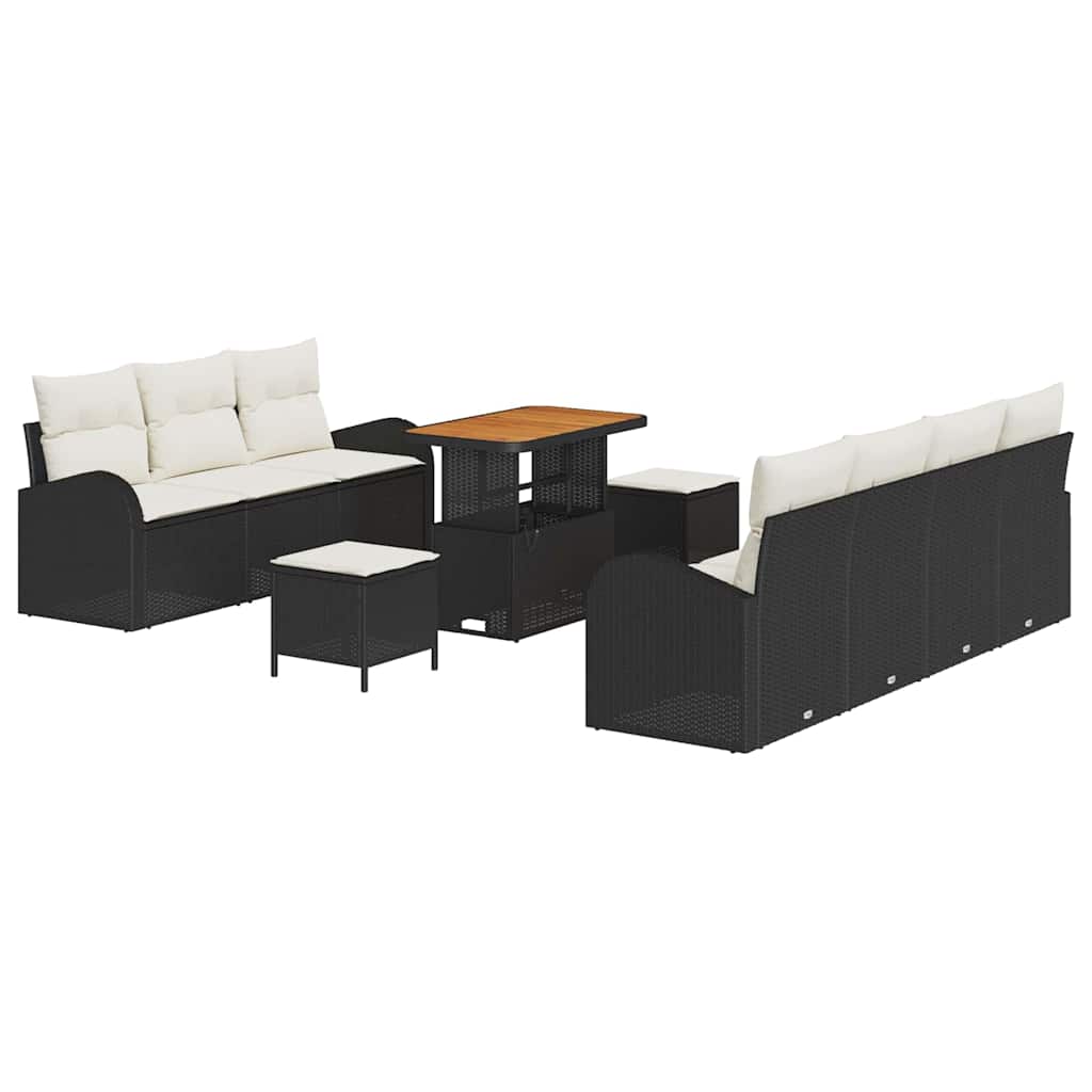Ensemble de canapé de jardin avec coussin 10 pcs Noir polyrotin - XIOS