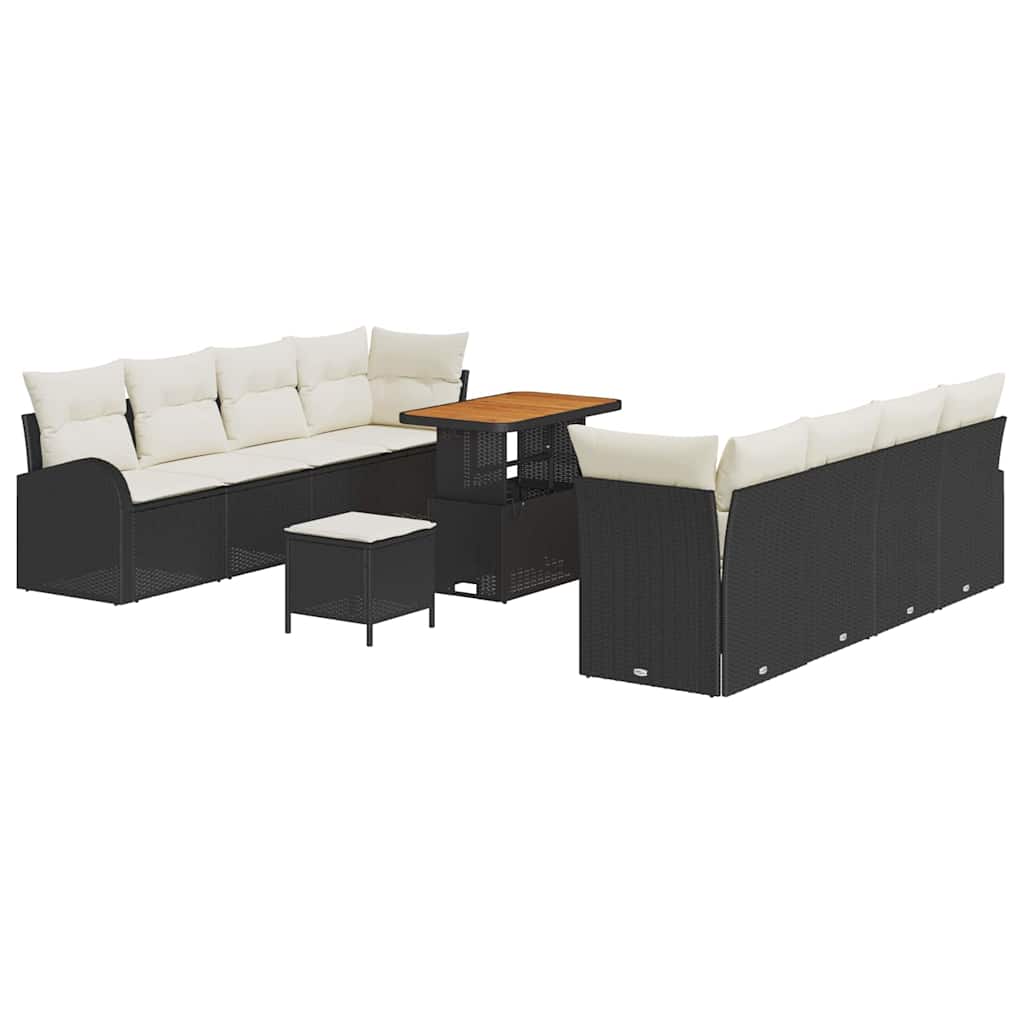 Ensemble de canapé de jardin avec coussin 11 pcs Noir polyrotin - XIOS