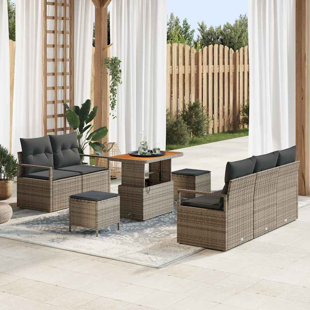 Ensemble de canapé de jardin avec coussin 8 pcs Gris polyrotin - XIOS