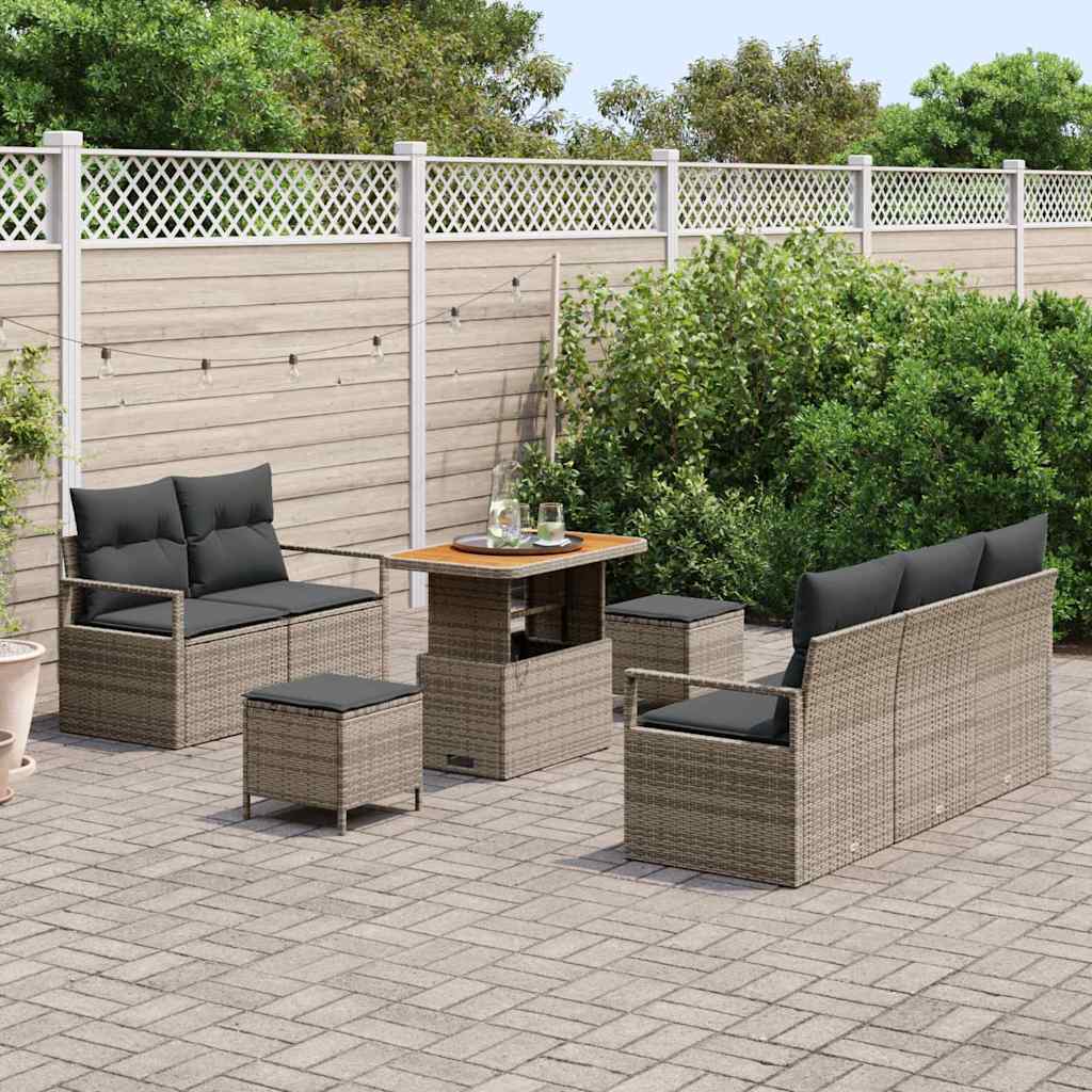 Ensemble de canapé de jardin avec coussin 8 pcs Gris polyrotin - XIOS