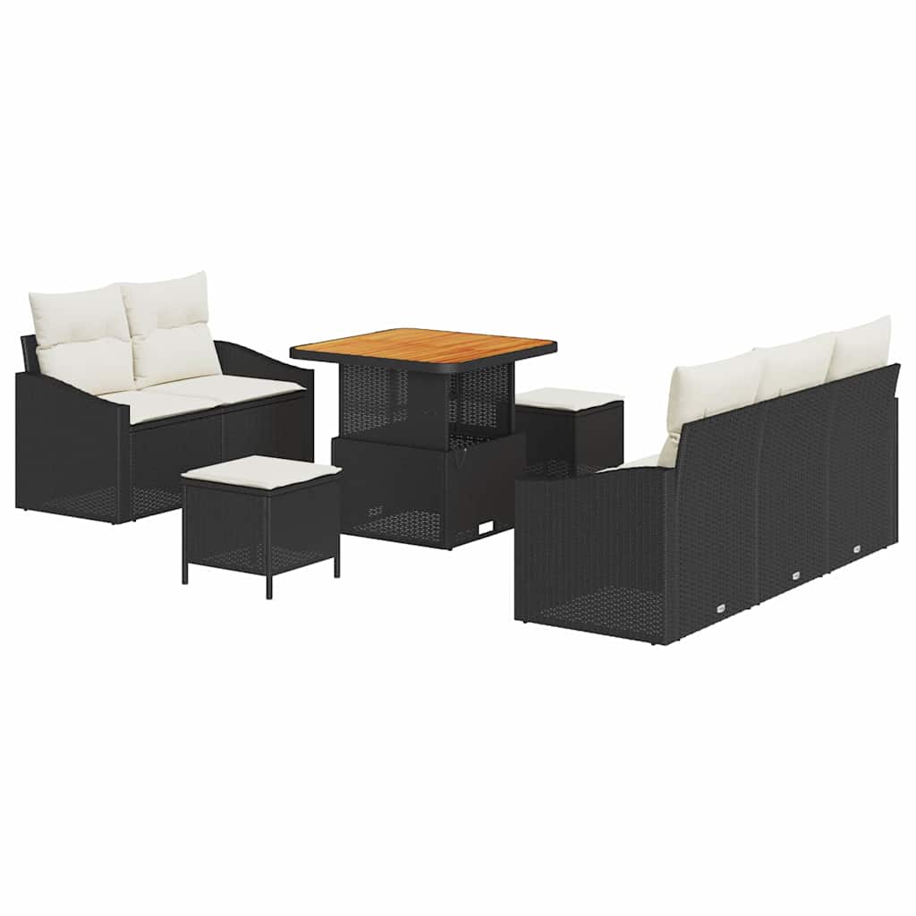 Ensemble de canapé de jardin avec coussin 8 pcs Noir polyrotin - XIOS