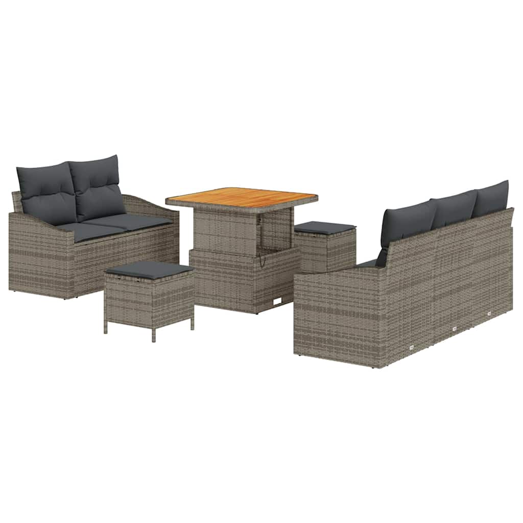 Ensemble de canapé de jardin avec coussin 8 pcs Gris polyrotin - XIOS