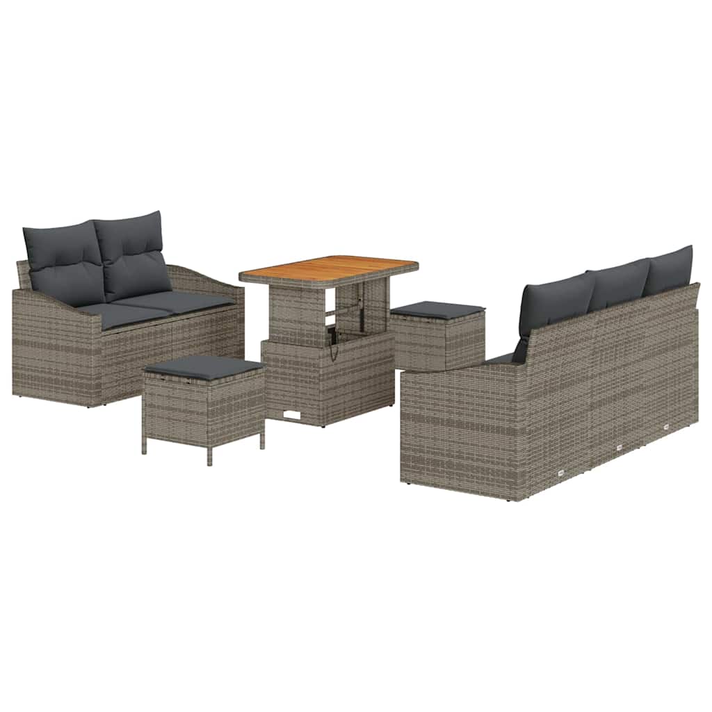Ensemble de canapé de jardin avec coussin 8 pcs Gris polyrotin - XIOS