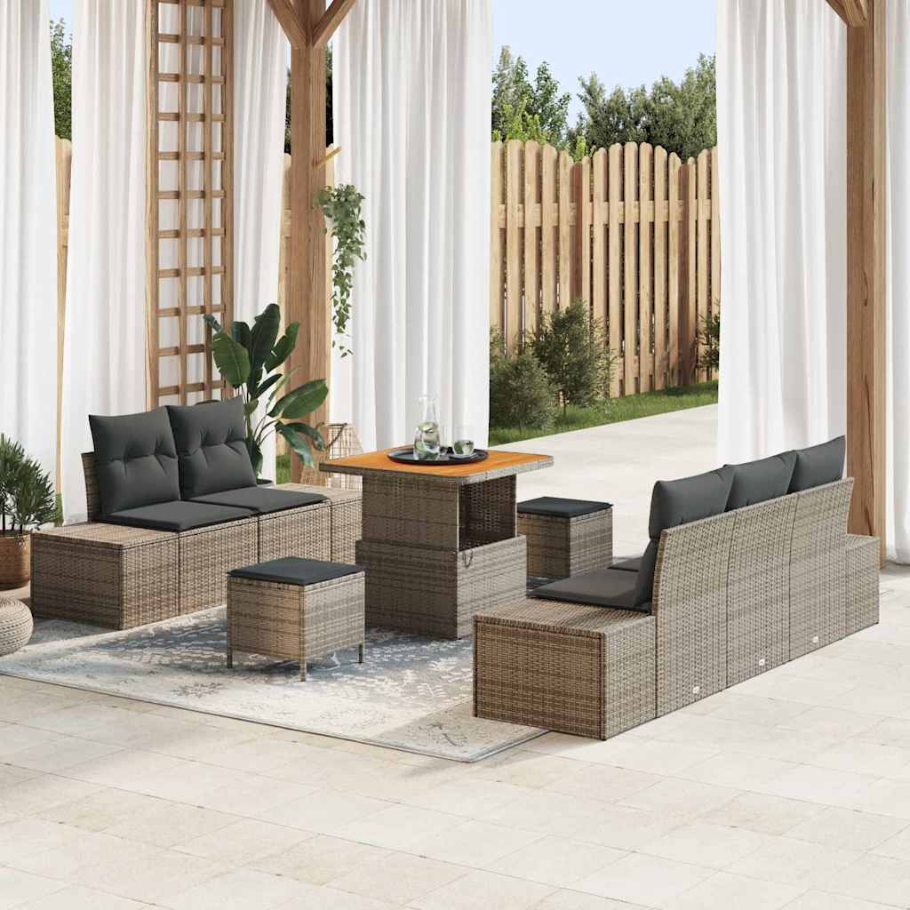 Ensemble de canapé de jardin avec coussin 8 pcs Gris polyrotin - XIOS